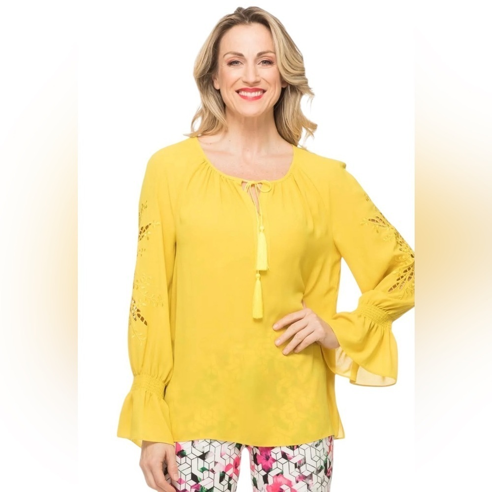 Joseph Ribkoff Yellow Long Sleeve Pullover Top Blouse 191249 Size 6